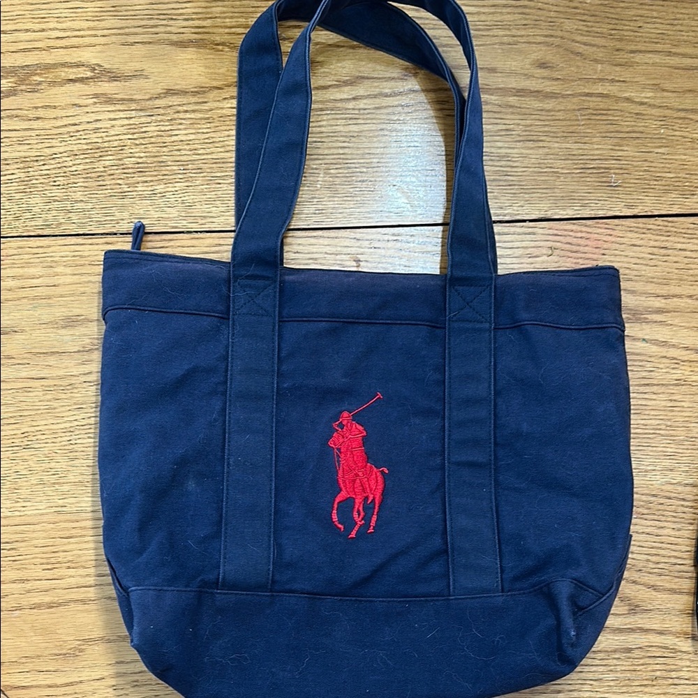 Polo by Ralph Lauren Blue and Red Canvas Tote Bag